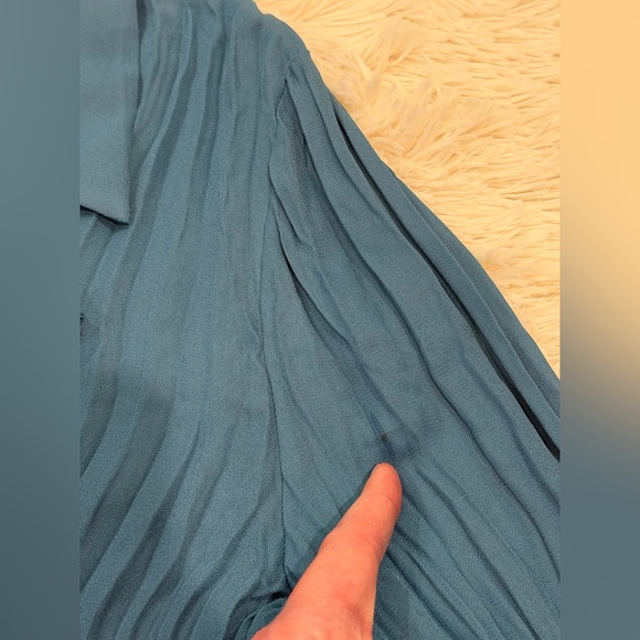 Vintage Y2K White Stag Button Down Ruffle Top Blouse Large (12/14) Blue Romantic - Picture 8 of 8